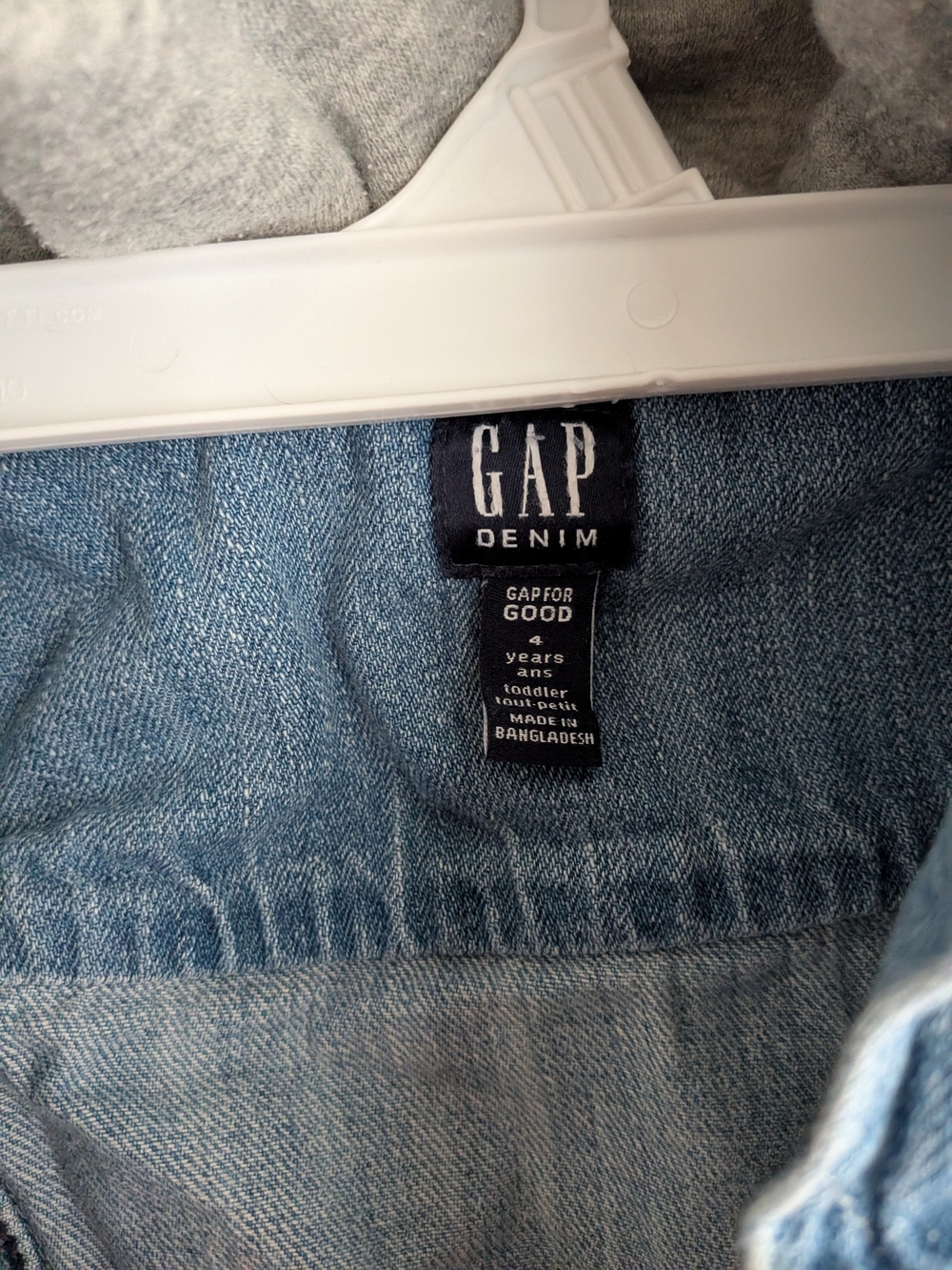 GAP Light Blue Denim Jacket with Gray Hoodie Sleeves - Picture 3 of 6